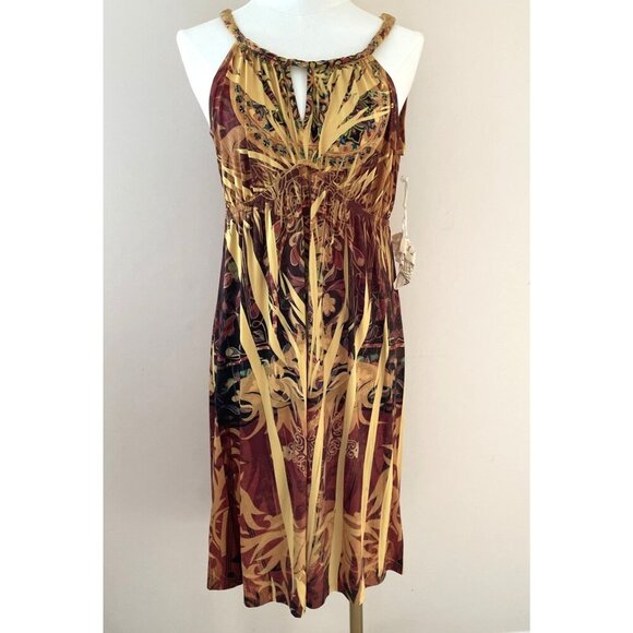 Vintage Y2K One World Baby Doll Dress Women's Large Yellow Abstract Fairy NWT - Picture 1 of 13
